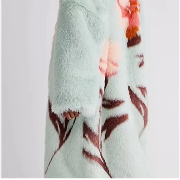 Free People Fluffy Flower Coat Seafoam Combo XS - Picture 6 of 12